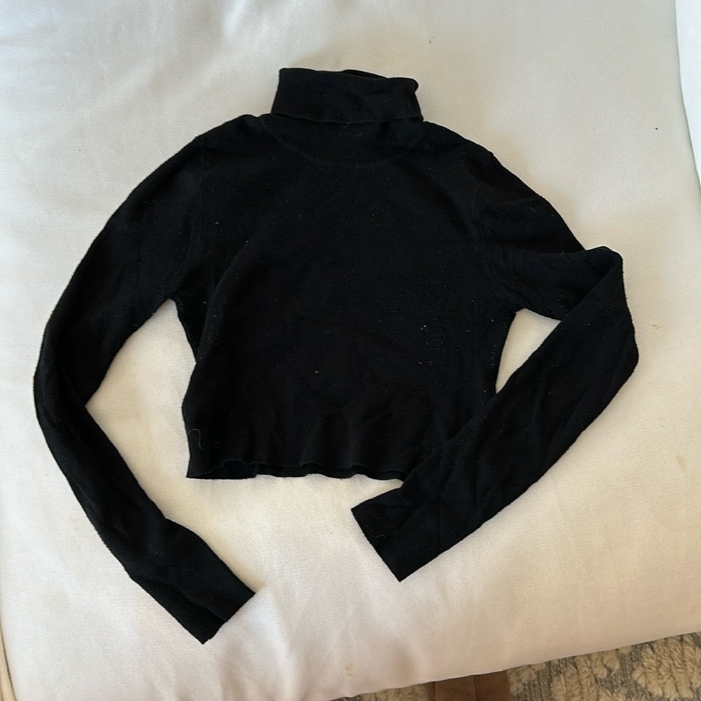 Cropped black turtleneck